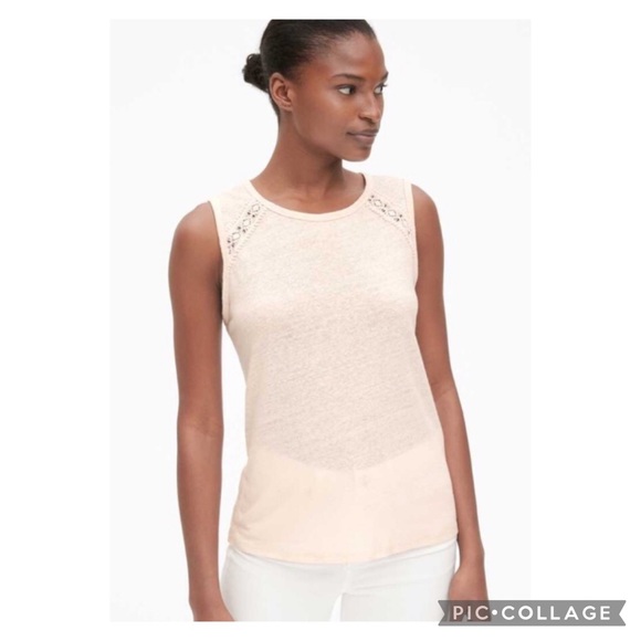 GAP Linen Blend Lace Detail Tank - Picture 1 of 6